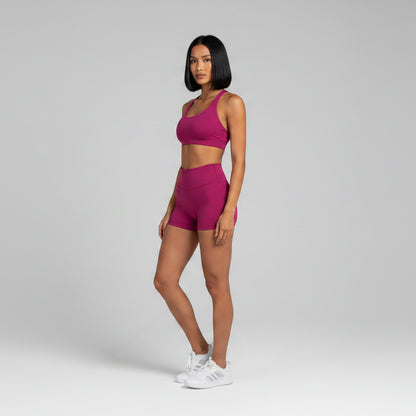 Purple pink women’s seamless halter sports bra for yoga and gym sessions - AresFit
