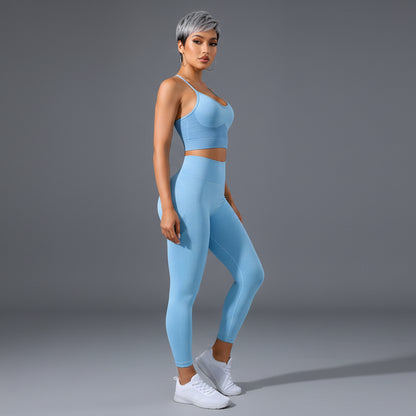 Women’s seamless yoga gym set in blue - AresFit