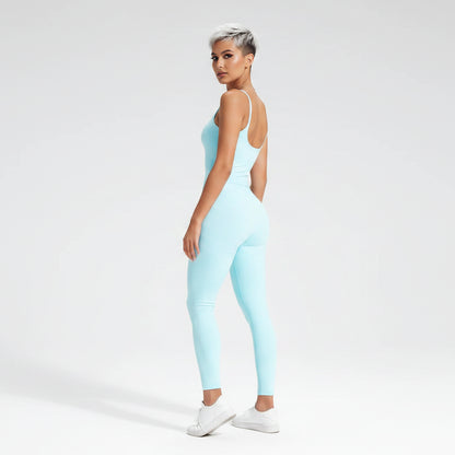 Women’s light blue square neck gym top with breathable seamless fabric - AresFit