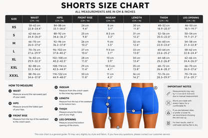 Women's Size Chart Gym Shorts - AresFit