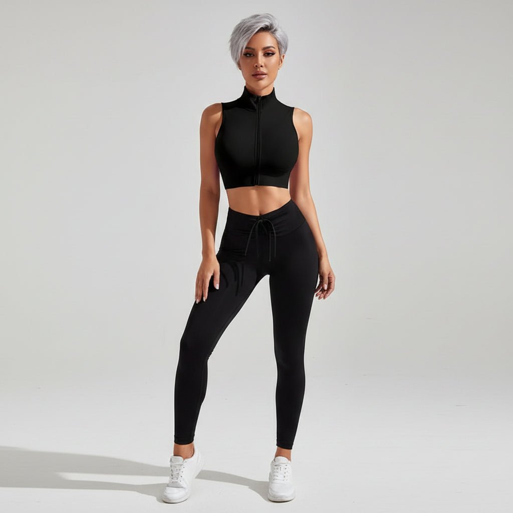 Women’s Zip Front Crop Top Set - AresFit